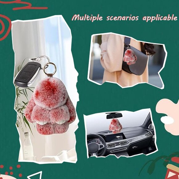 Bunnylulu Keychain with Box, Frost Gray Tin Bunny Cute Plush Keychain - Picture 5 of 7